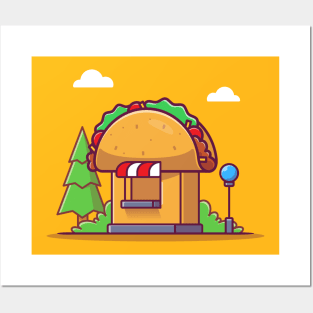 Taco Shop Cartoon Illustration Posters and Art